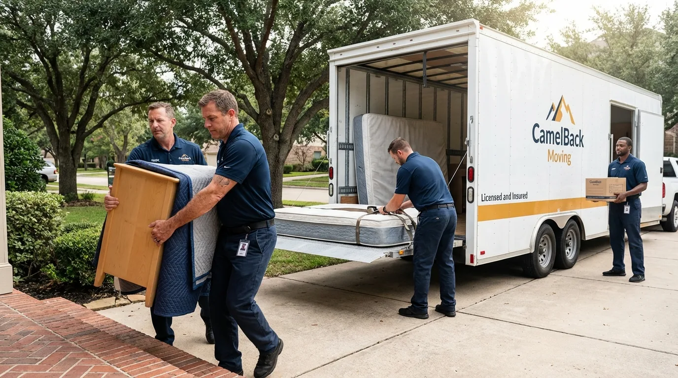 Crew loading residential truck for cross-state move from Colonia, NJ
