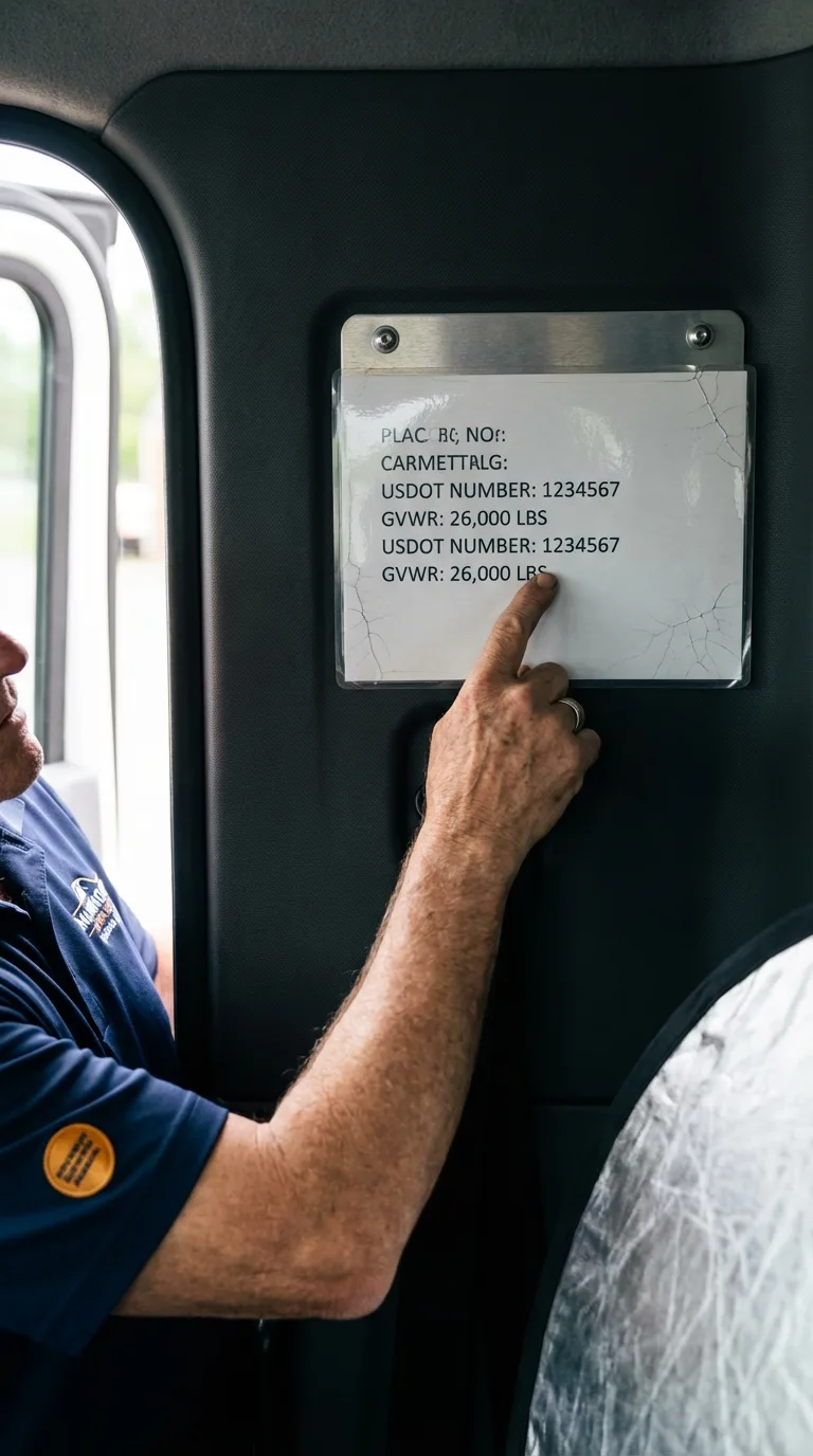 USDOT licensing placard verification in Colonia